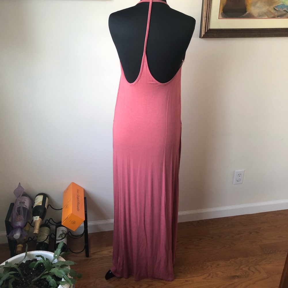 T-Strap Back Maxi Dress Womens Flowy Boho Summer Beach Resort Casual - Picture 3 of 6